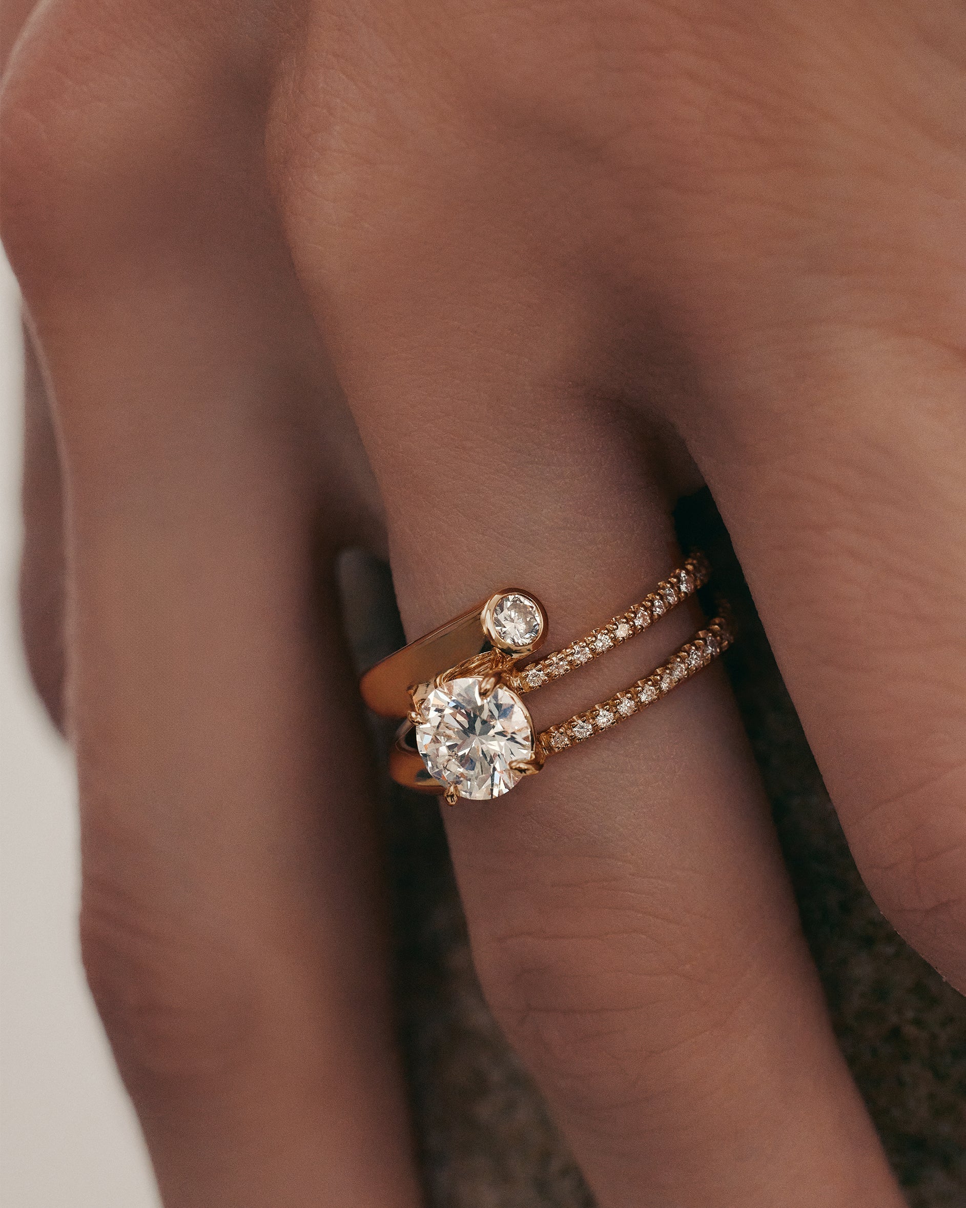 Marquise Shaped Three Stone Lab Grown Diamond Engagement Ring