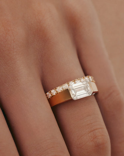 Marquise Shaped Three Stone Lab Grown Diamond Engagement Ring