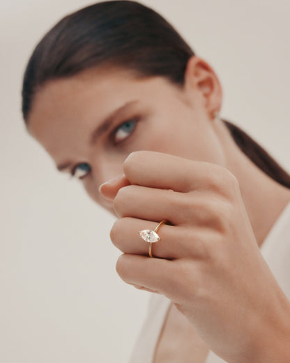 Marquise Shaped Three Stone Lab Grown Diamond Engagement Ring