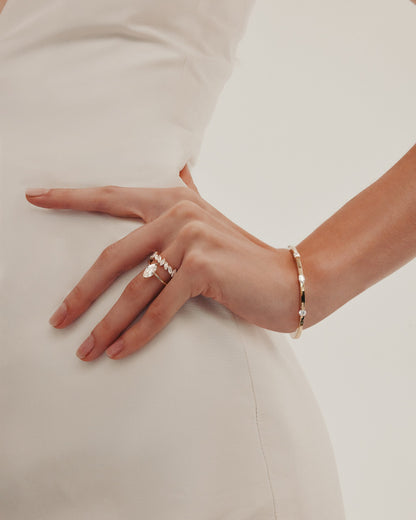 Marquise Shaped Three Stone Lab Grown Diamond Engagement Ring