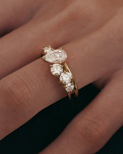 Marquise Shaped Three Stone Lab Grown Diamond Engagement Ring