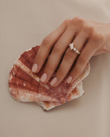 Marquise Shaped Three Stone Lab Grown Diamond Engagement Ring