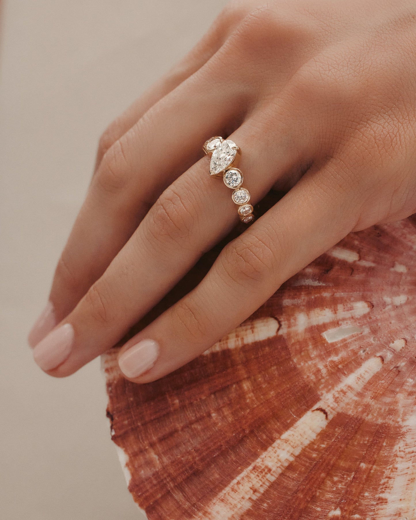 Marquise Shaped Three Stone Lab Grown Diamond Engagement Ring