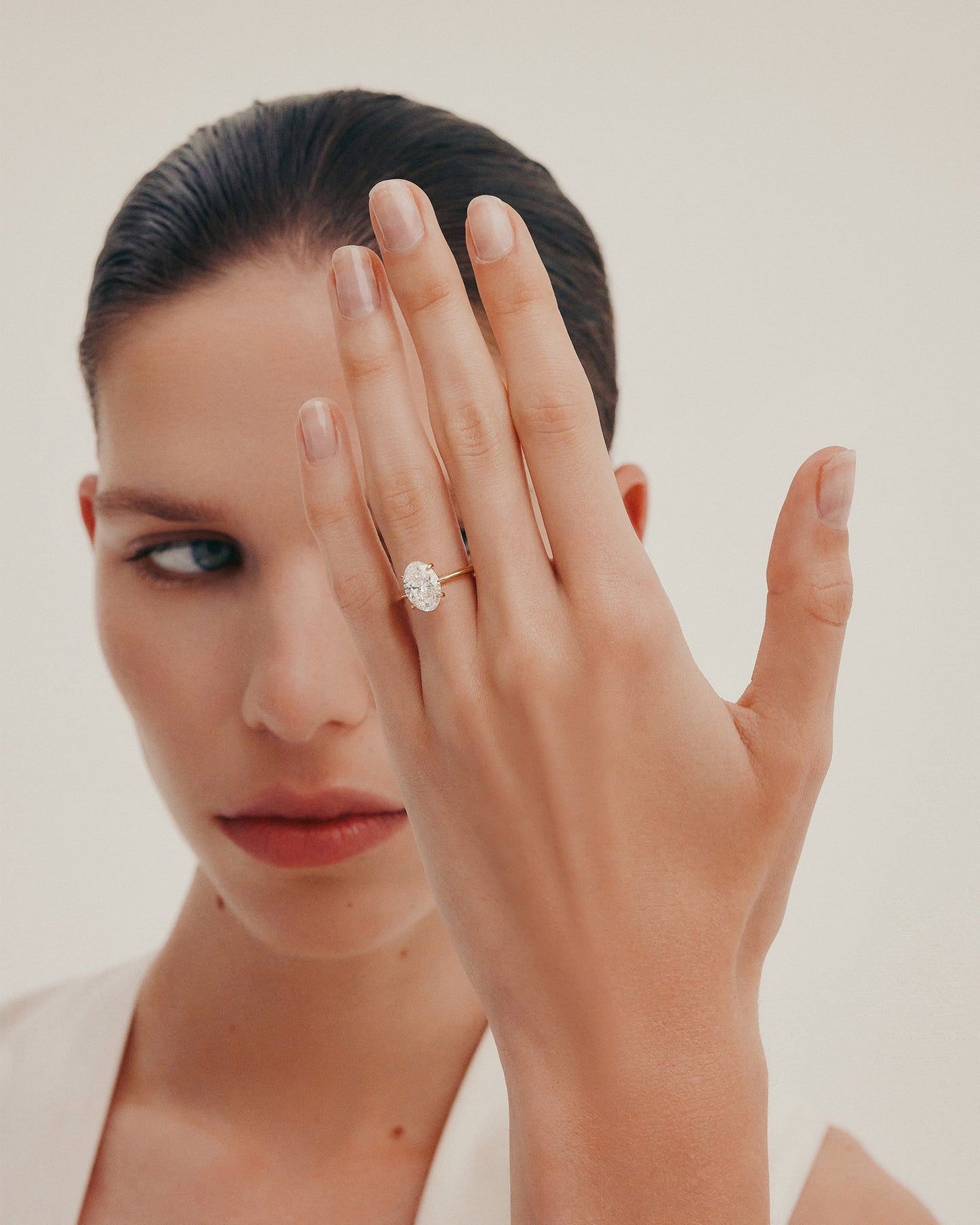 Marquise Shaped Three Stone Lab Grown Diamond Engagement Ring