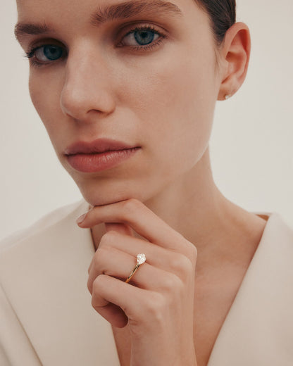 Marquise Shaped Three Stone Lab Grown Diamond Engagement Ring