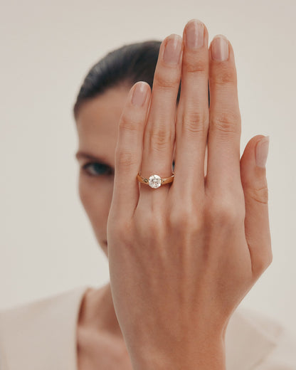 Marquise Shaped Three Stone Lab Grown Diamond Engagement Ring