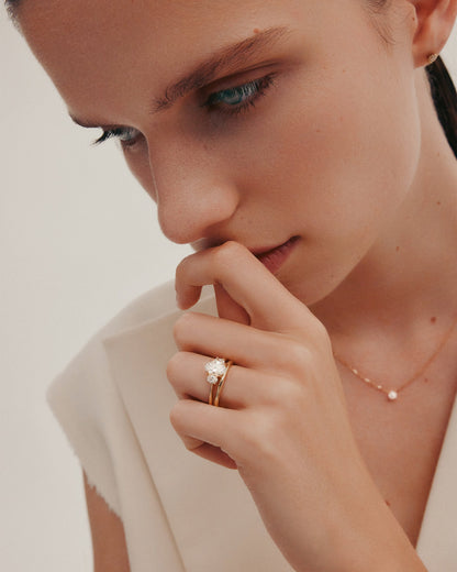 Marquise Shaped Three Stone Lab Grown Diamond Engagement Ring