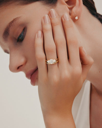 Marquise Shaped Three Stone Lab Grown Diamond Engagement Ring