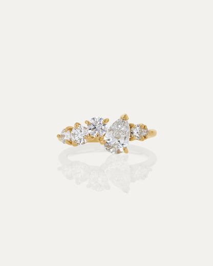 Marquise Shaped Three Stone Lab Grown Diamond Engagement Ring