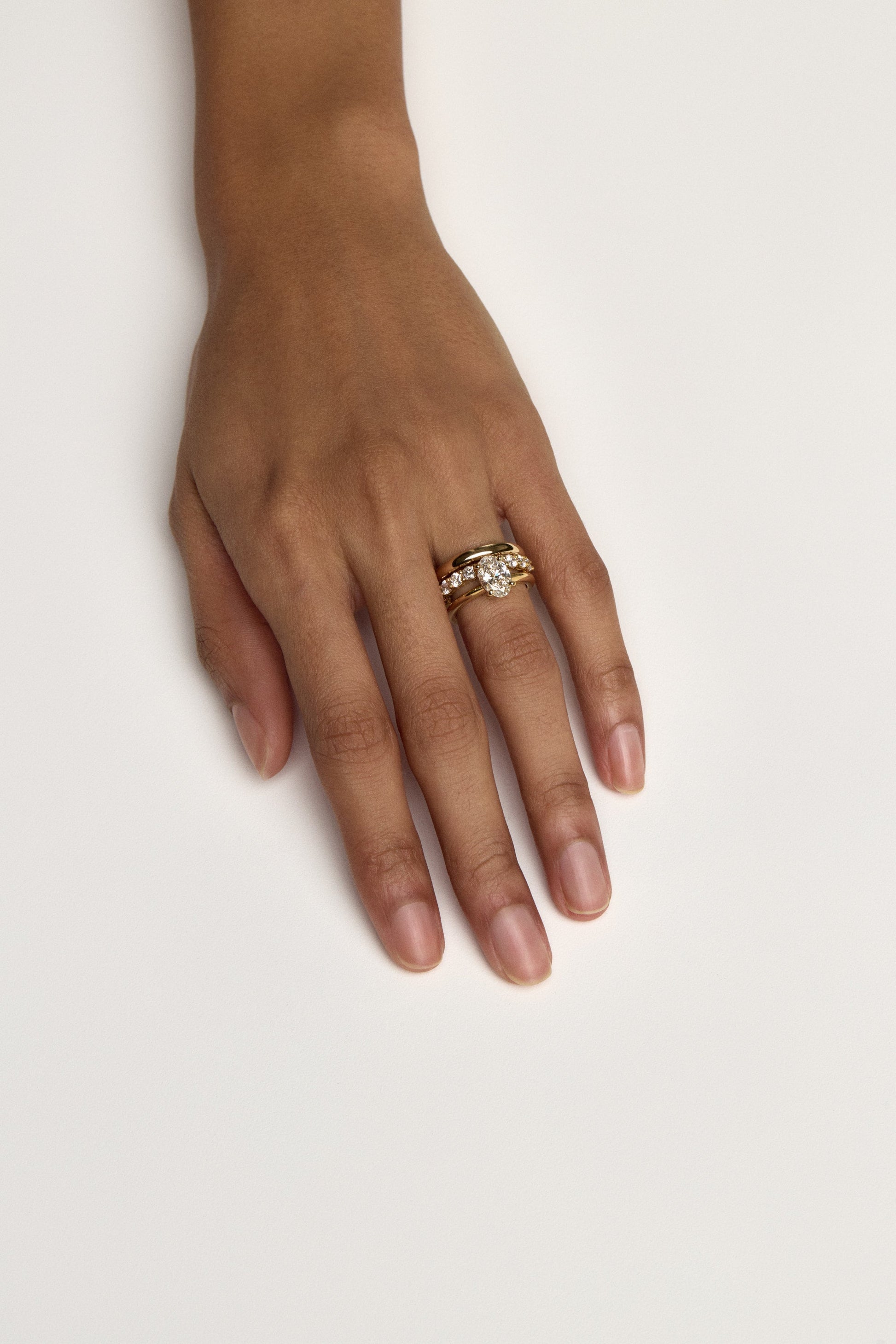 Marquise Shaped Three Stone Lab Grown Diamond Engagement Ring