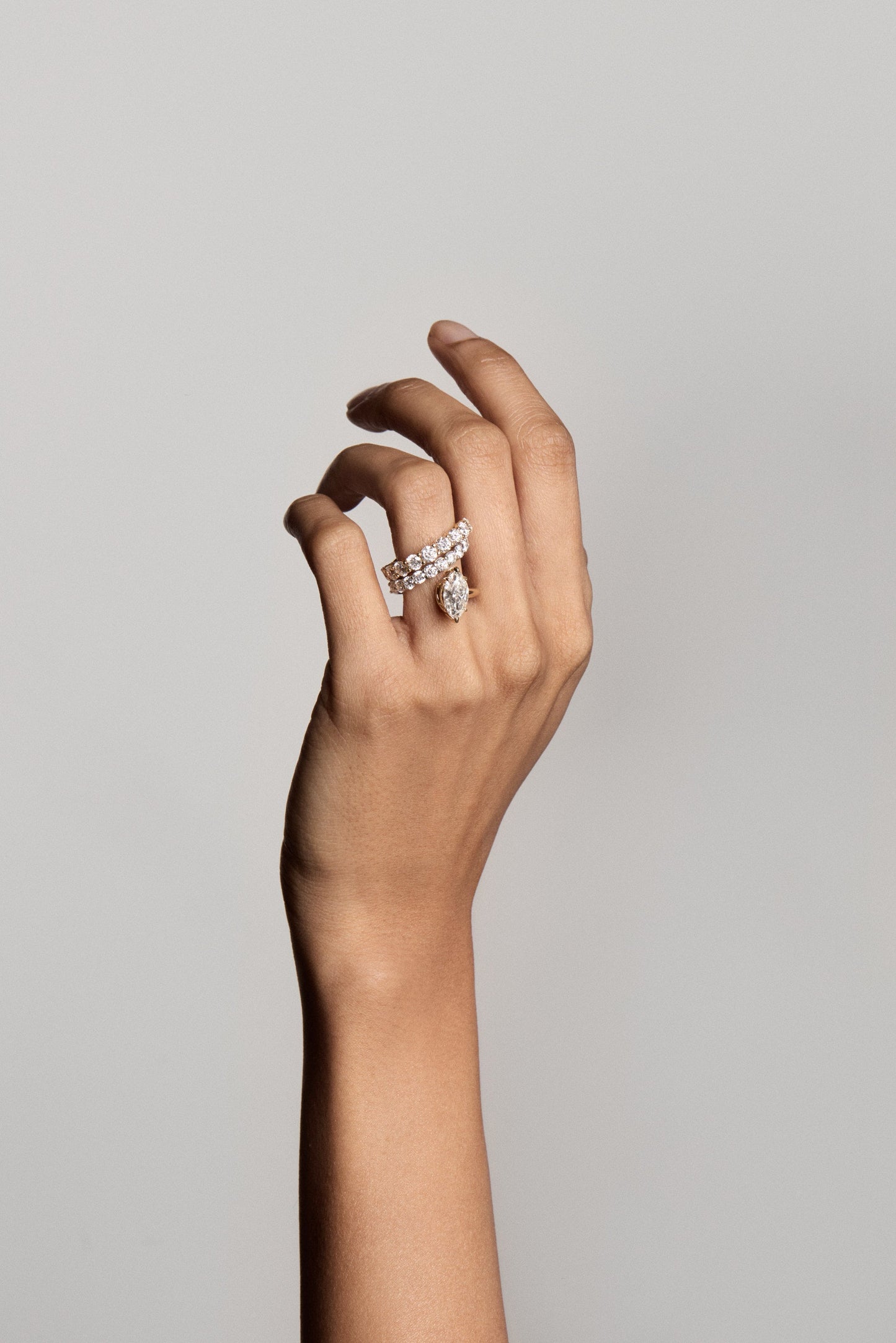 Marquise Shaped Three Stone Lab Grown Diamond Engagement Ring