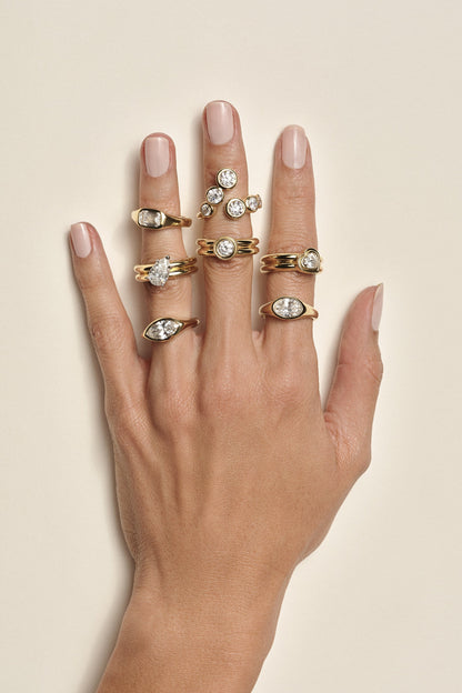 Marquise Shaped Three Stone Lab Grown Diamond Engagement Ring