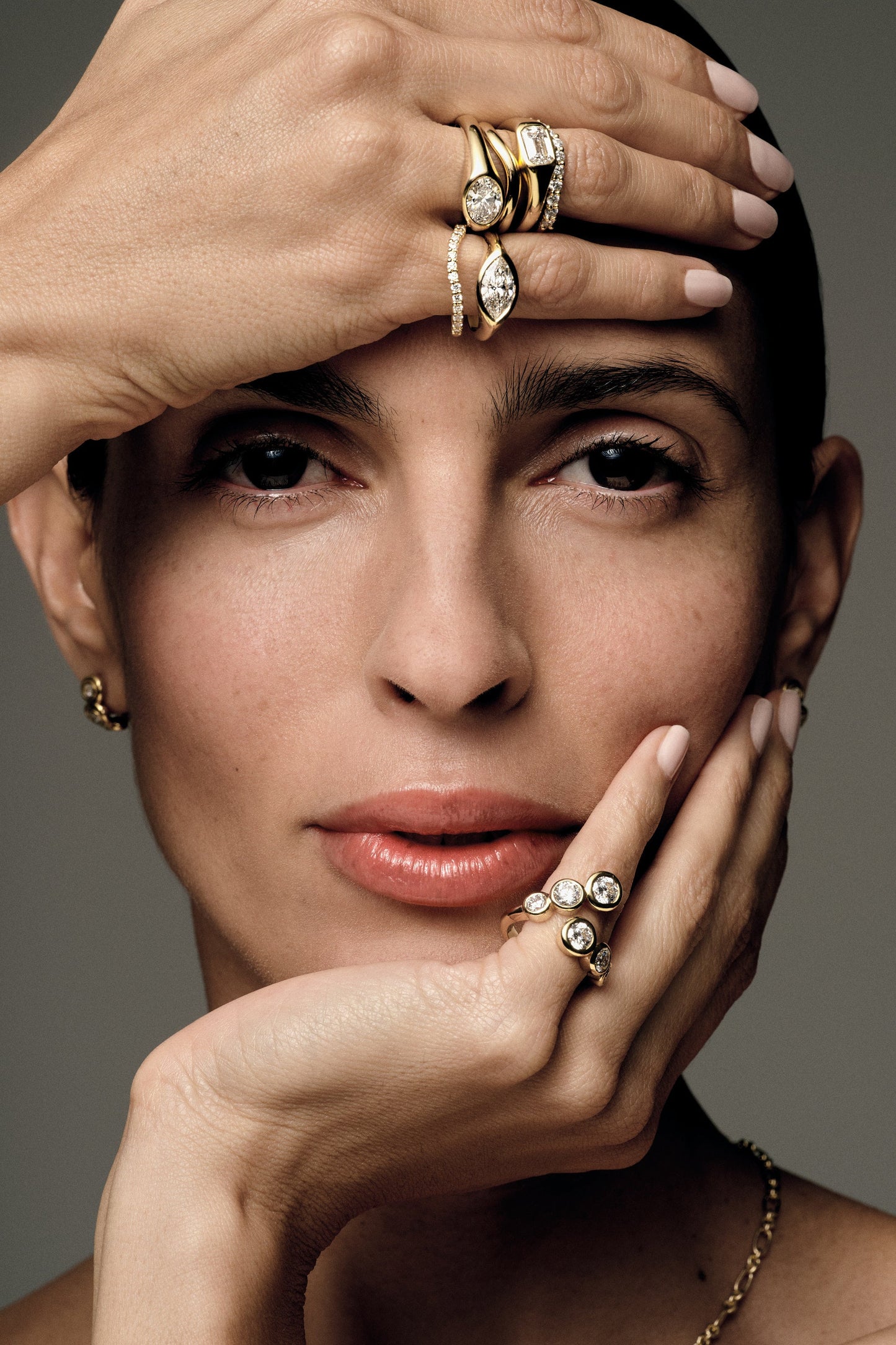 Marquise Shaped Three Stone Lab Grown Diamond Engagement Ring