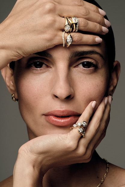 Marquise Shaped Three Stone Lab Grown Diamond Engagement Ring