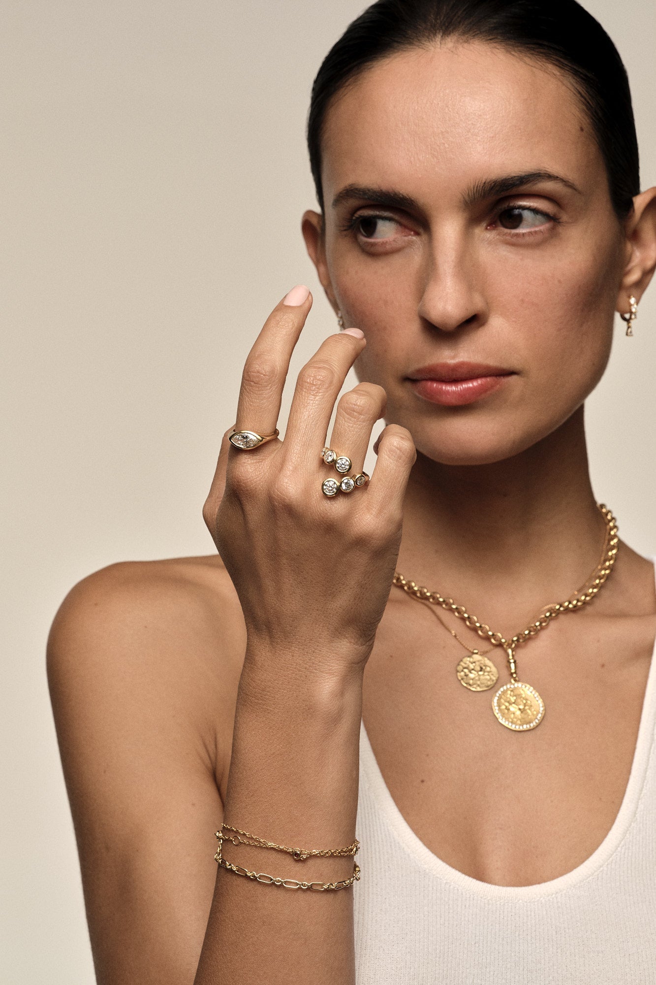 Marquise Shaped Three Stone Lab Grown Diamond Engagement Ring