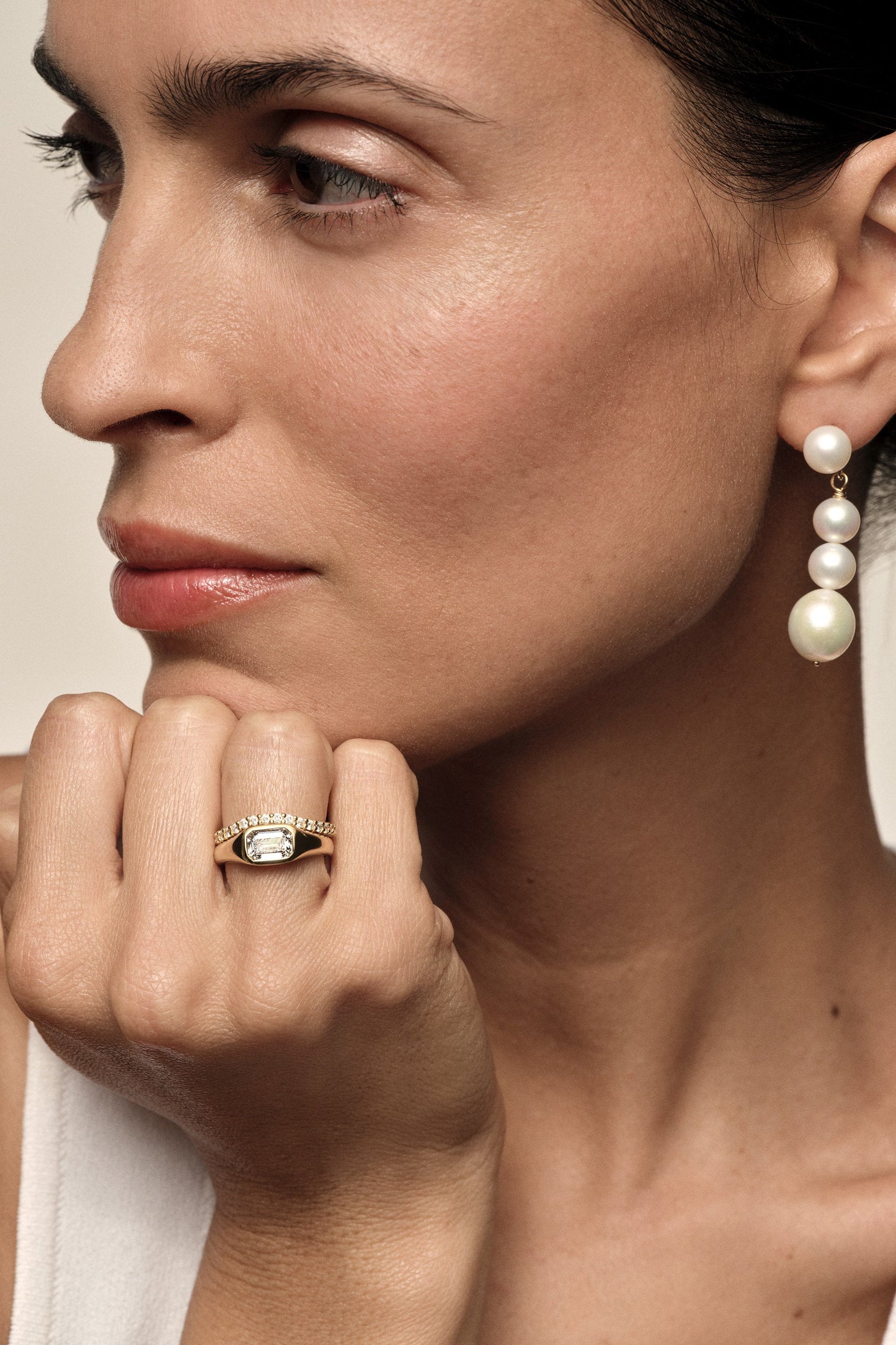 Marquise Shaped Three Stone Lab Grown Diamond Engagement Ring