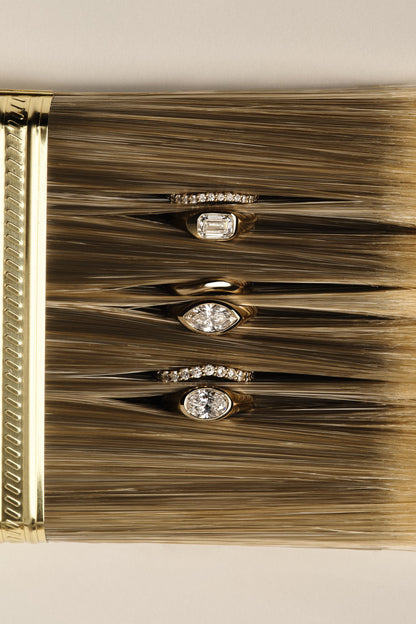 Marquise Shaped Three Stone Lab Grown Diamond Engagement Ring