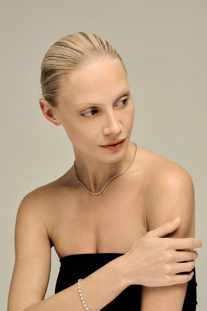 6 TCW Round Lab Grown Diamond Claw Tennis Necklace