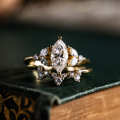 Marquise Shaped Three Stone Lab Grown Diamond Engagement Ring