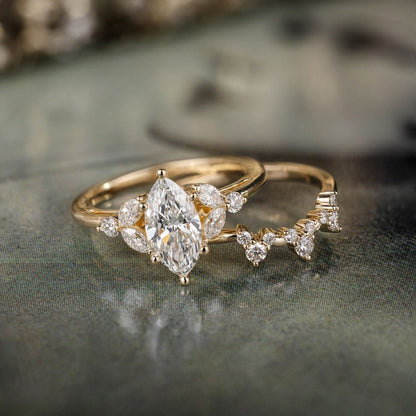 Marquise Shaped Three Stone Lab Grown Diamond Engagement Ring