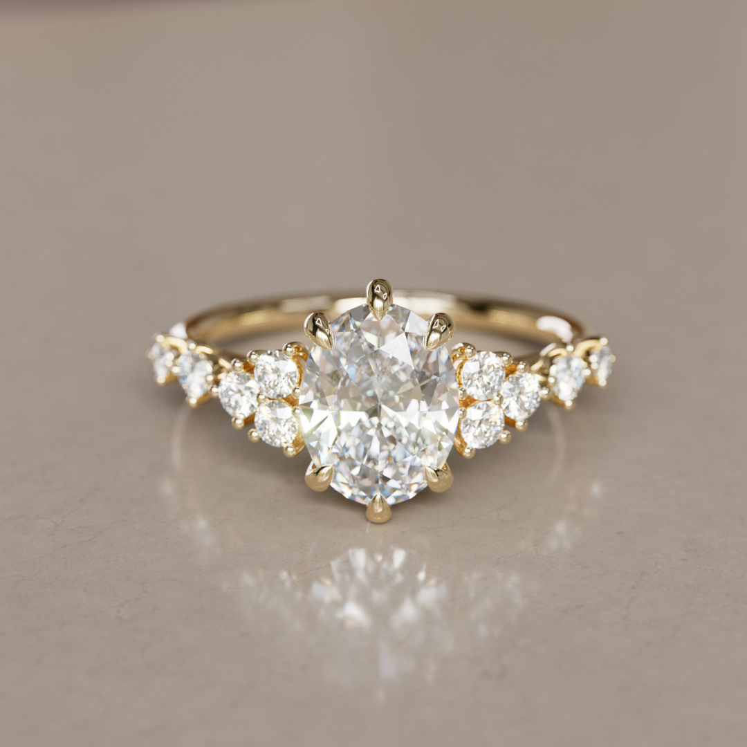 Marquise Shaped Three Stone Lab Grown Diamond Engagement Ring