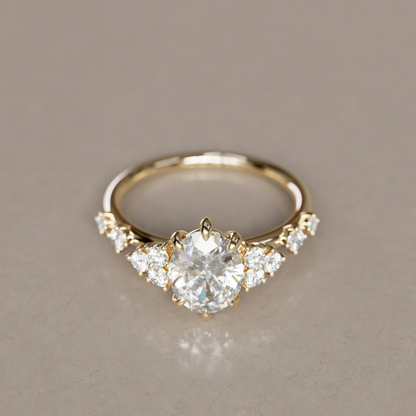 Marquise Shaped Three Stone Lab Grown Diamond Engagement Ring