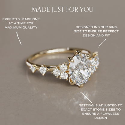 Marquise Shaped Three Stone Lab Grown Diamond Engagement Ring