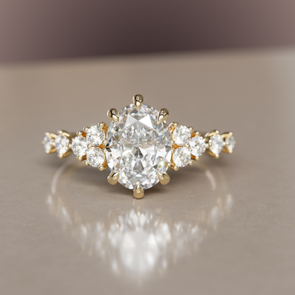Marquise Shaped Three Stone Lab Grown Diamond Engagement Ring