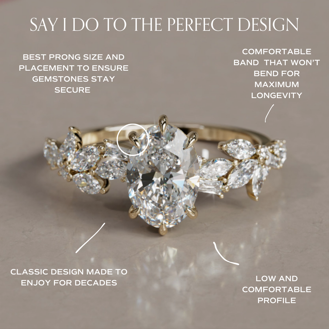 Marquise Shaped Three Stone Lab Grown Diamond Engagement Ring