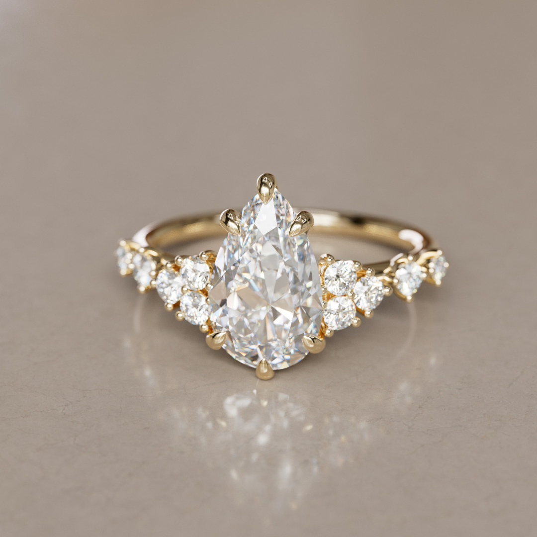 Marquise Shaped Three Stone Lab Grown Diamond Engagement Ring