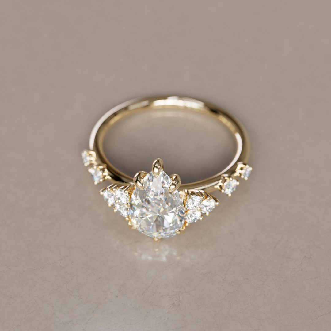Marquise Shaped Three Stone Lab Grown Diamond Engagement Ring