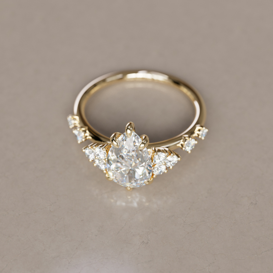 Marquise Shaped Three Stone Lab Grown Diamond Engagement Ring
