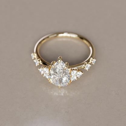 Marquise Shaped Three Stone Lab Grown Diamond Engagement Ring