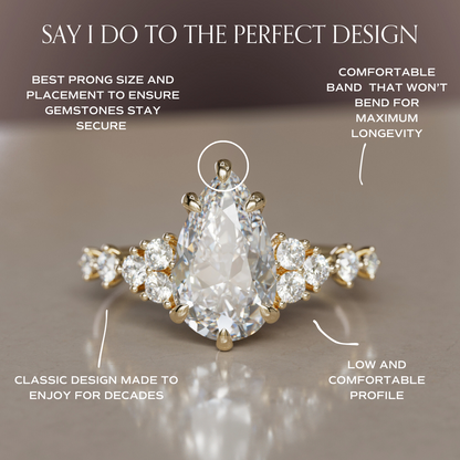 Marquise Shaped Three Stone Lab Grown Diamond Engagement Ring