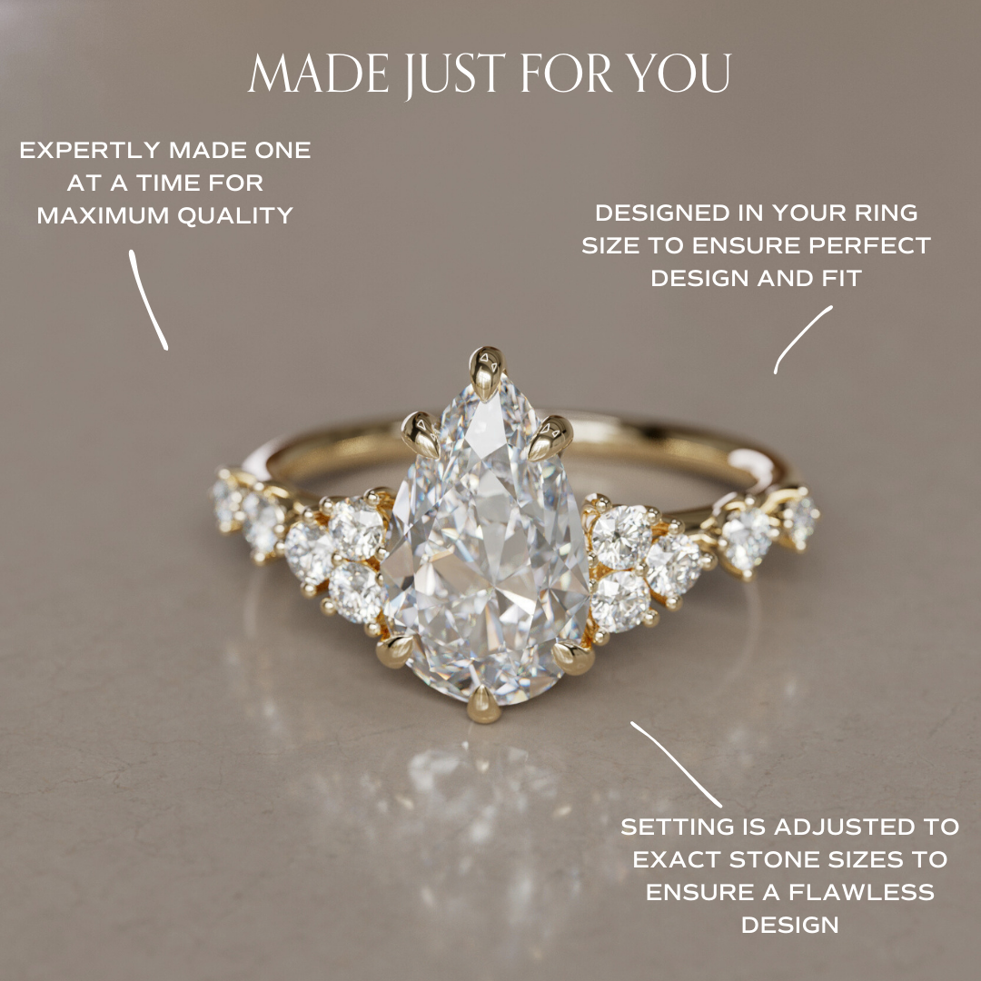 Marquise Shaped Three Stone Lab Grown Diamond Engagement Ring