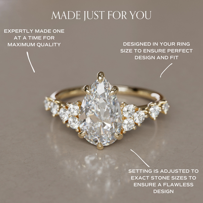 Marquise Shaped Three Stone Lab Grown Diamond Engagement Ring