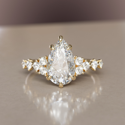 Marquise Shaped Three Stone Lab Grown Diamond Engagement Ring