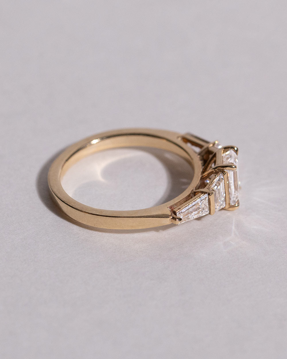 Marquise Shaped Three Stone Lab Grown Diamond Engagement Ring