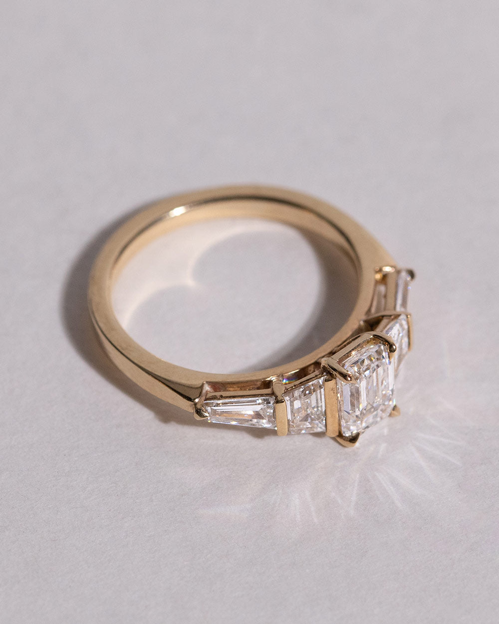 Marquise Shaped Three Stone Lab Grown Diamond Engagement Ring