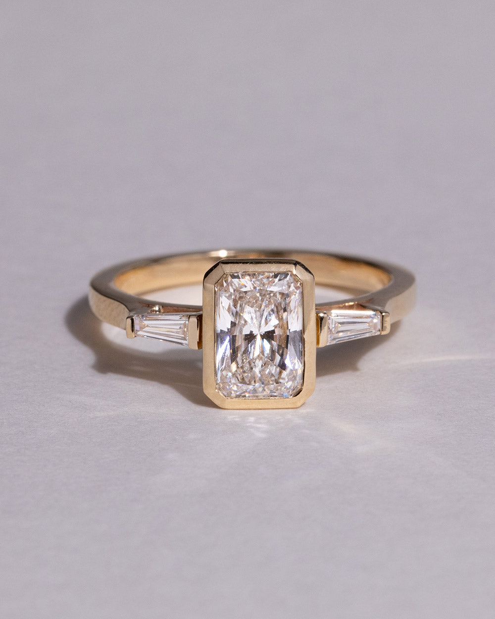 Marquise Shaped Three Stone Lab Grown Diamond Engagement Ring