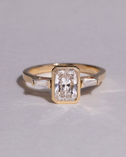 Marquise Shaped Three Stone Lab Grown Diamond Engagement Ring