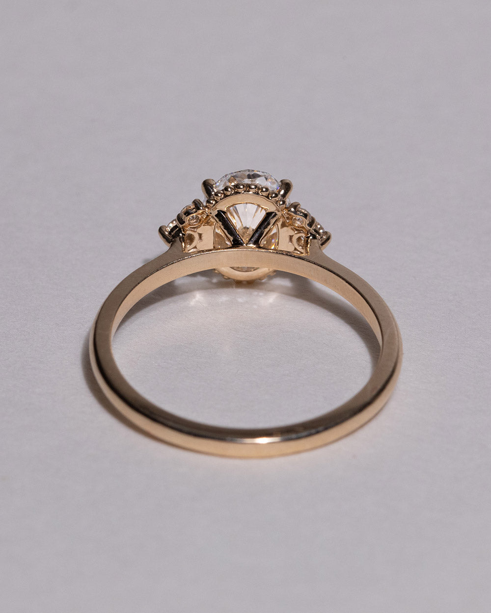 Marquise Shaped Three Stone Lab Grown Diamond Engagement Ring