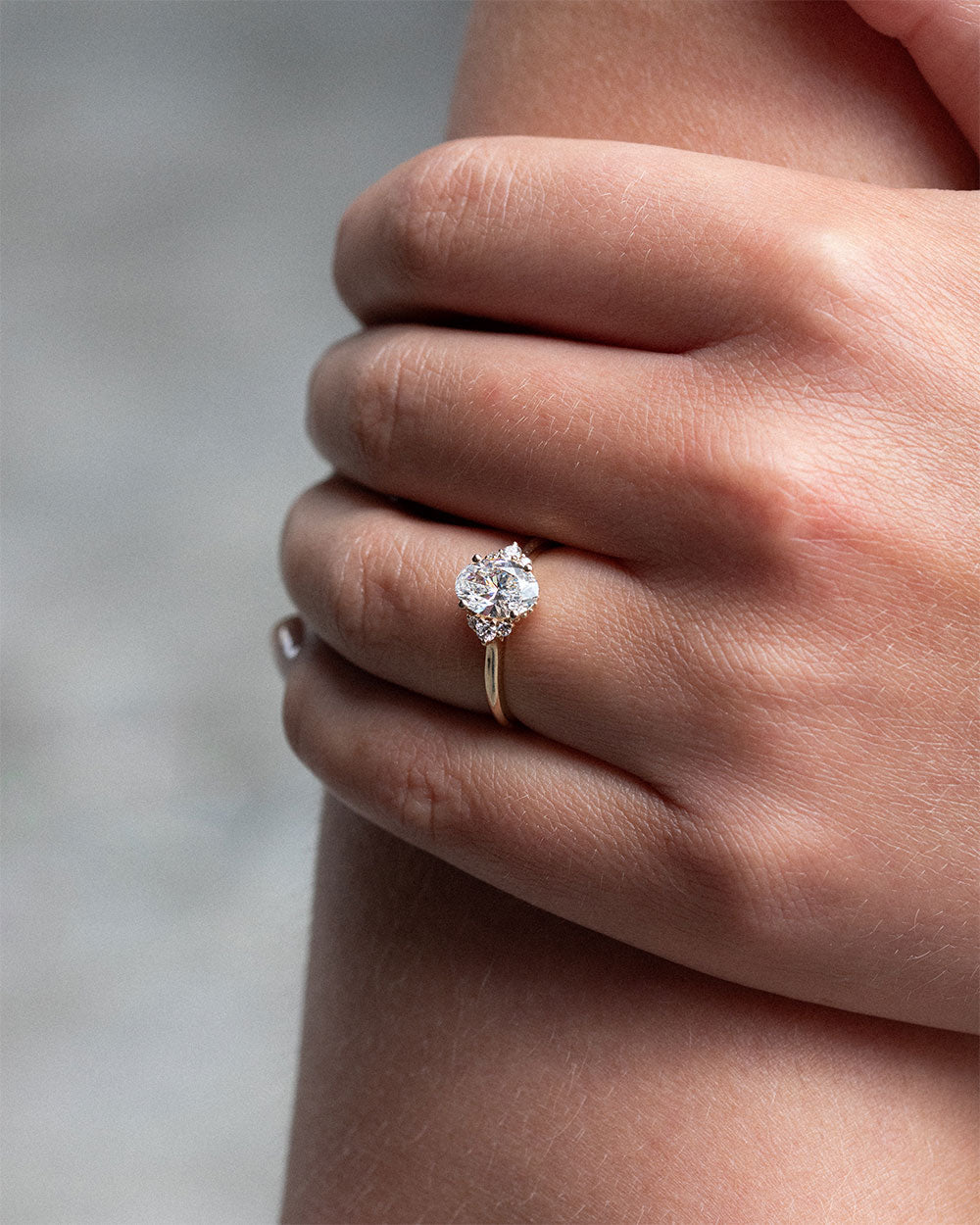 Marquise Shaped Three Stone Lab Grown Diamond Engagement Ring
