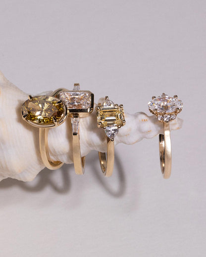 Marquise Shaped Three Stone Lab Grown Diamond Engagement Ring