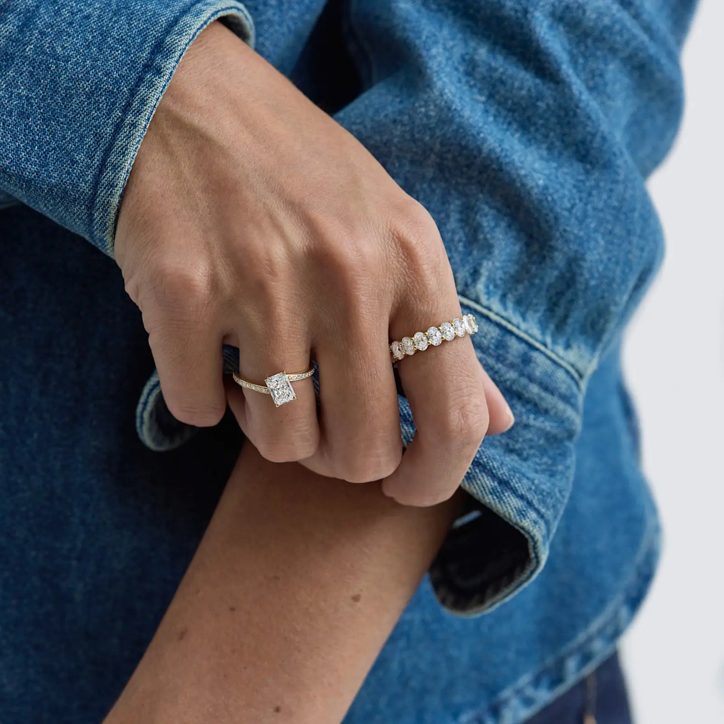 Timeless 1.5 CT Radiant Cut By Pass Pave Lab Grown Diamond Engagement Ring