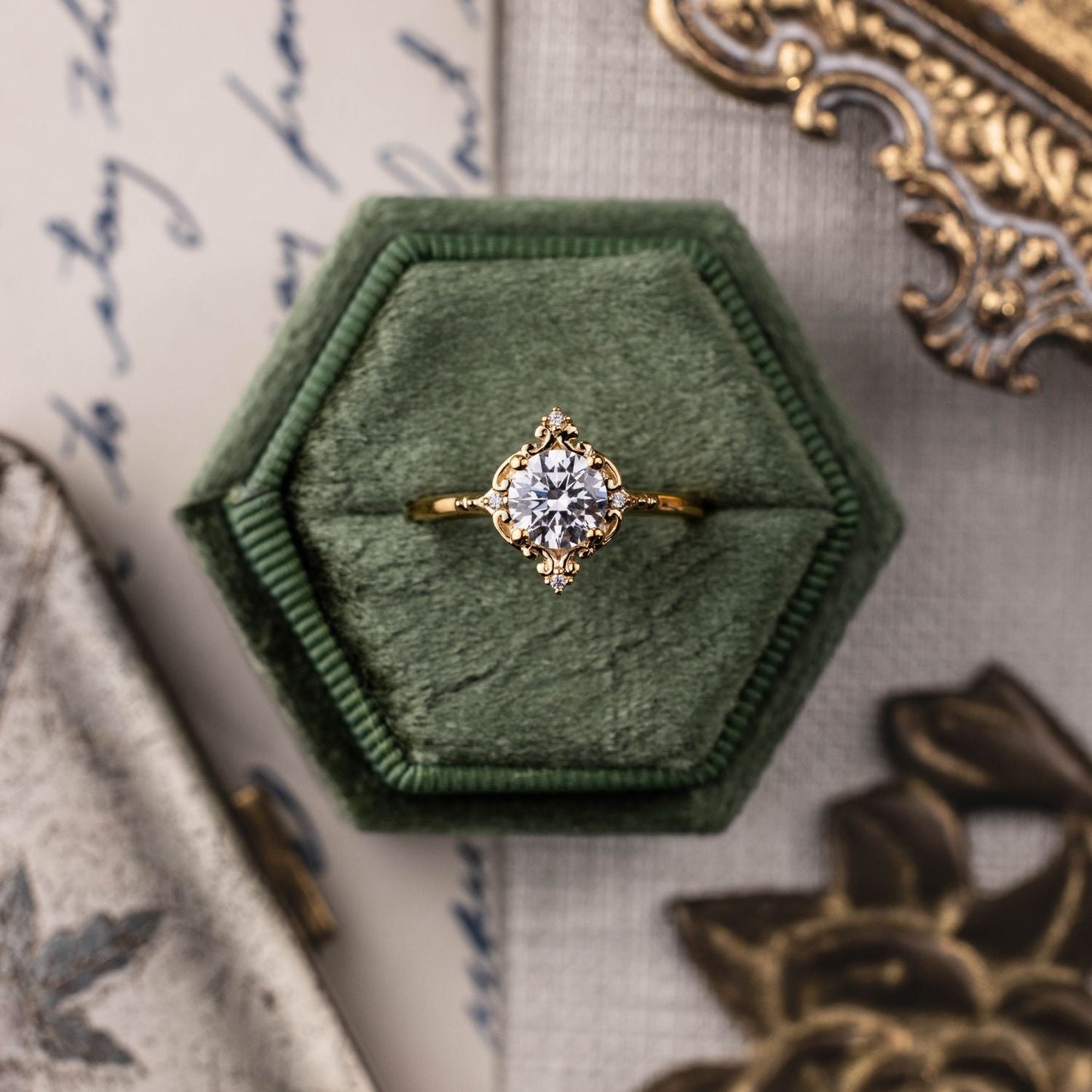 Marquise Shaped Three Stone Lab Grown Diamond Engagement Ring