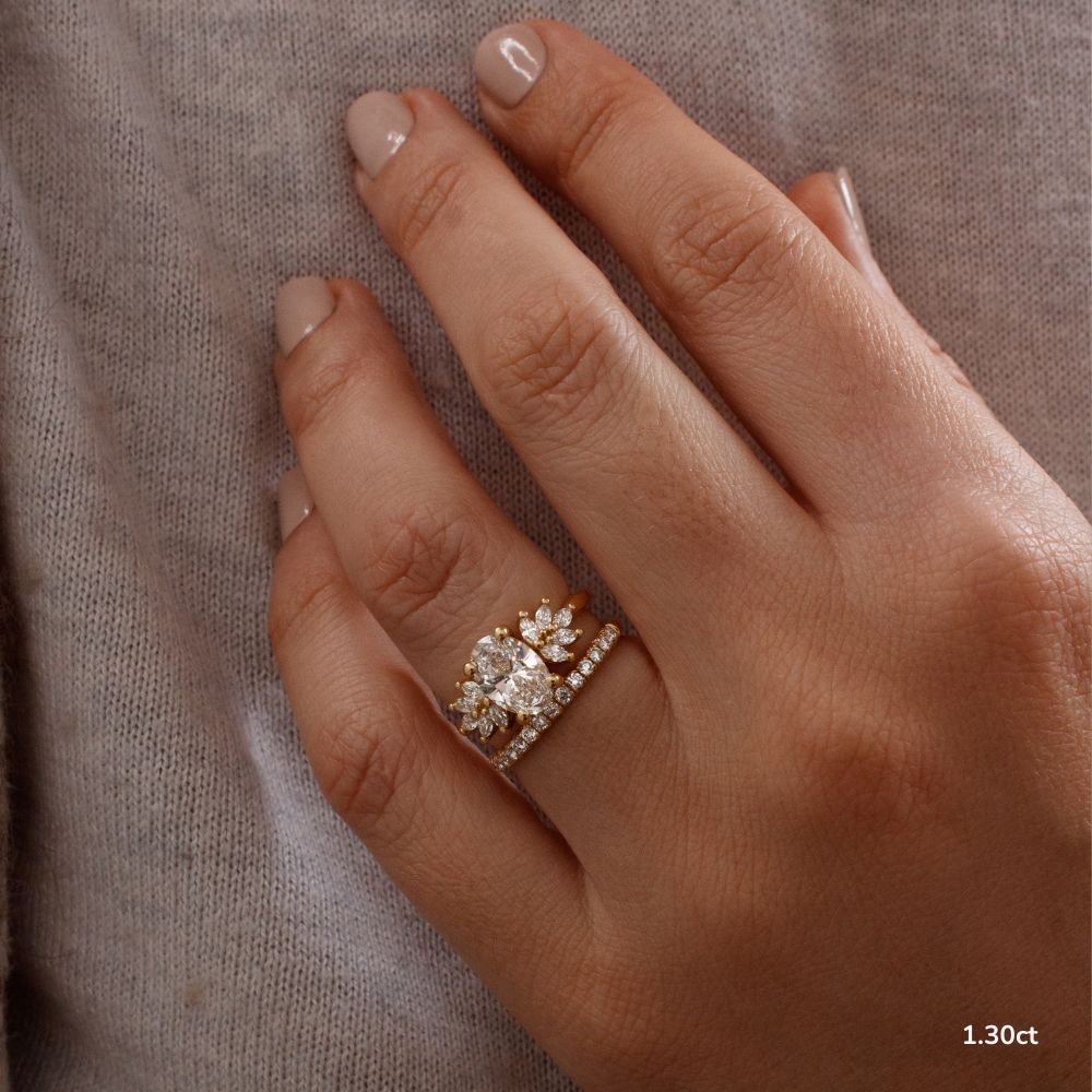 Marquise Shaped Three Stone Lab Grown Diamond Engagement Ring