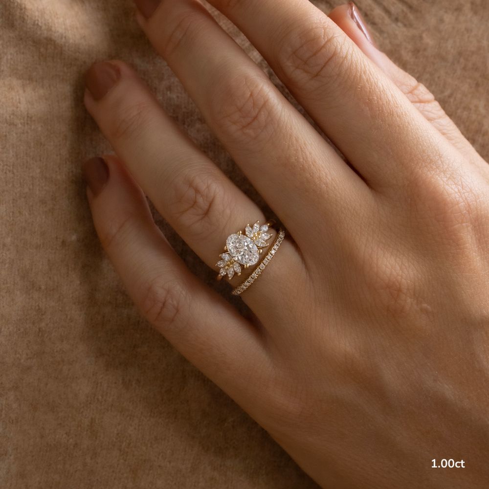 Marquise Shaped Three Stone Lab Grown Diamond Engagement Ring