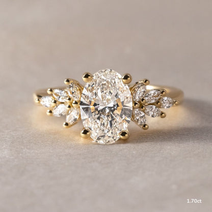 Marquise Shaped Three Stone Lab Grown Diamond Engagement Ring