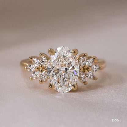 Marquise Shaped Three Stone Lab Grown Diamond Engagement Ring